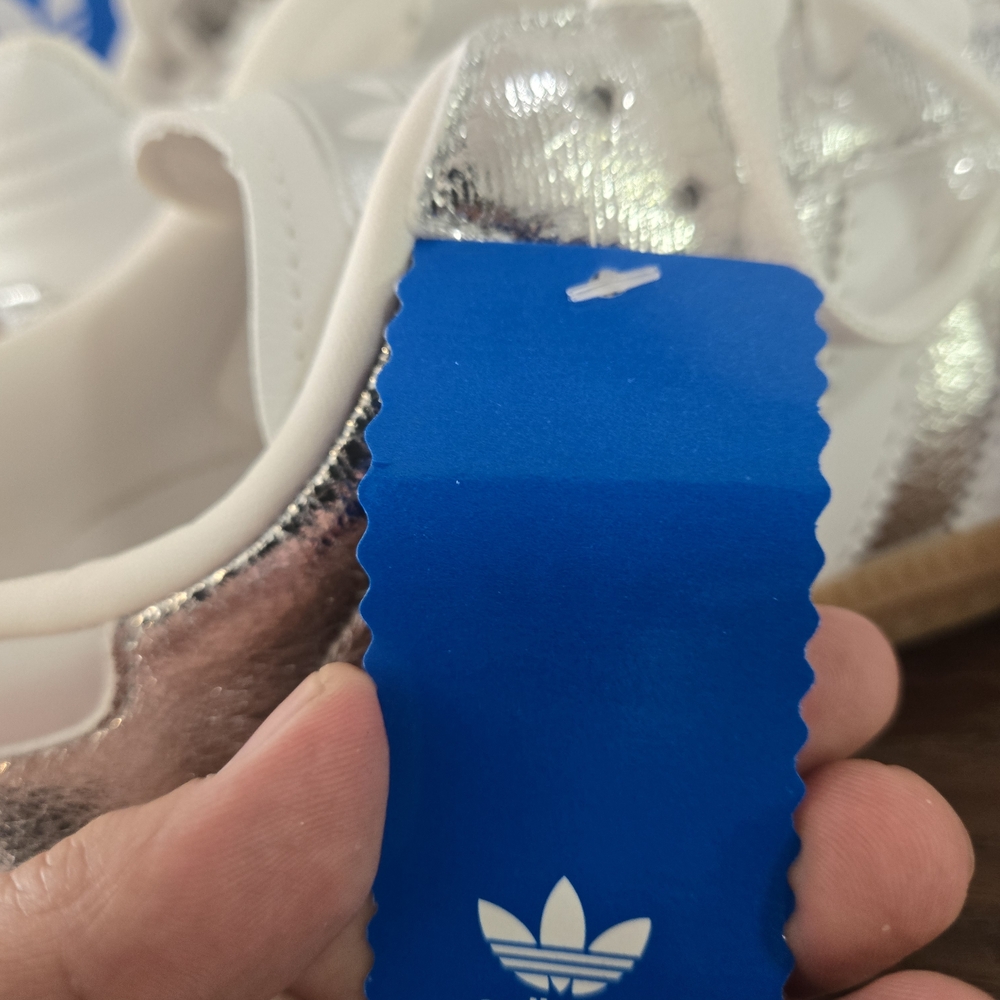 adidas Silver Metallic Leather Sneakers with Gum Sole - Picture 12 of 12